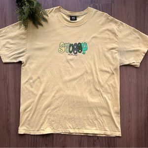 Stussy Puffy Logo Tee - Yellow - XL